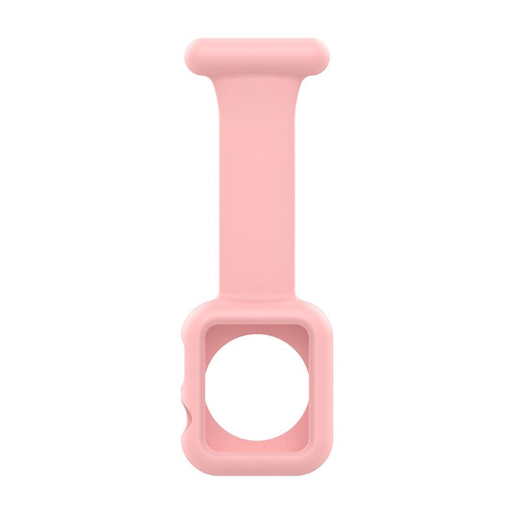 For Apple Watch Series 10 46mm / Ultra 2 Ultra 49mm / 9 8 7 45mm / SE (2023) SE (2022) SE 6 5 4 44mm / 3 2 1 42mm Impact-Resistant Silicone Watch Frame Protector Smart Watch Band - Pink