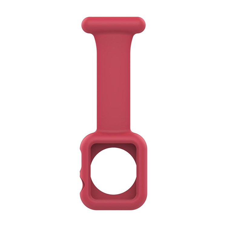 For Apple Watch Series 10 46mm / Ultra 2 Ultra 49mm / 9 8 7 45mm / SE (2023) SE (2022) SE 6 5 4 44mm / 3 2 1 42mm Impact-Resistant Silicone Watch Frame Protector Smart Watch Band - Red