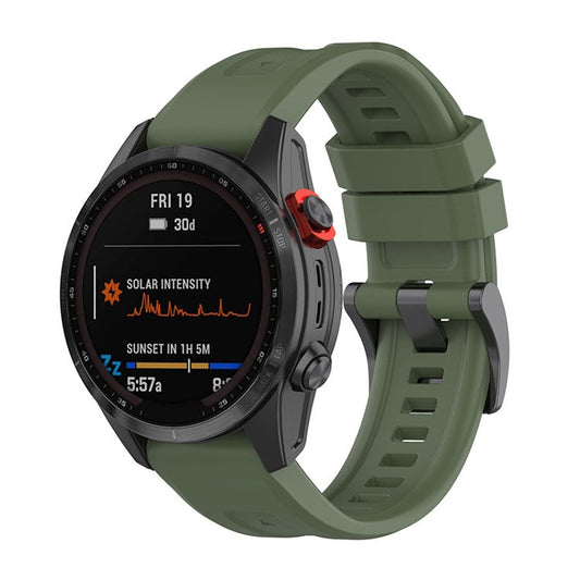 For Garmin Fenix 7/7 Solar/Epix Gen2 Quick Release Watch Band 22mm Silicone Wrist Strap Sports Watch Replacement Watchband with Metal Buckle - Midnight Green