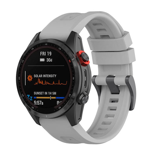 For Garmin Fenix 7/7 Solar/Epix Gen2 Quick Release Watch Band 22mm Silicone Wrist Strap Sports Watch Replacement Watchband with Metal Buckle - Grey