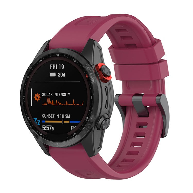 For Garmin Fenix 7/7 Solar/Epix Gen2 Quick Release Watch Band 22mm Silicone Wrist Strap Sports Watch Replacement Watchband with Metal Buckle - Wine Red