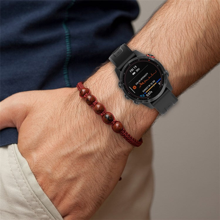 For Garmin Fenix 7/7 Solar/Epix Gen2 Quick Release Watch Band 22mm Silicone Wrist Strap Sports Watch Replacement Watchband with Metal Buckle - Wine Red