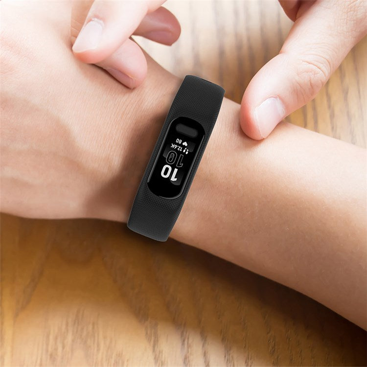 For GarminSmart 5 Wear-resistant Soft Silicone Watch Band with Case Protector Wrist Strap - Dark Grey