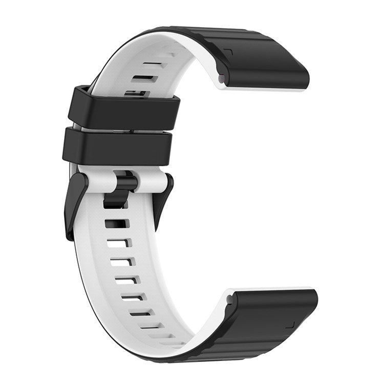 For Garmin Fenix 7X/6X/5X 26mm Replacement Smart Watch Strap Dual Color Silicone Watchband - Black/White