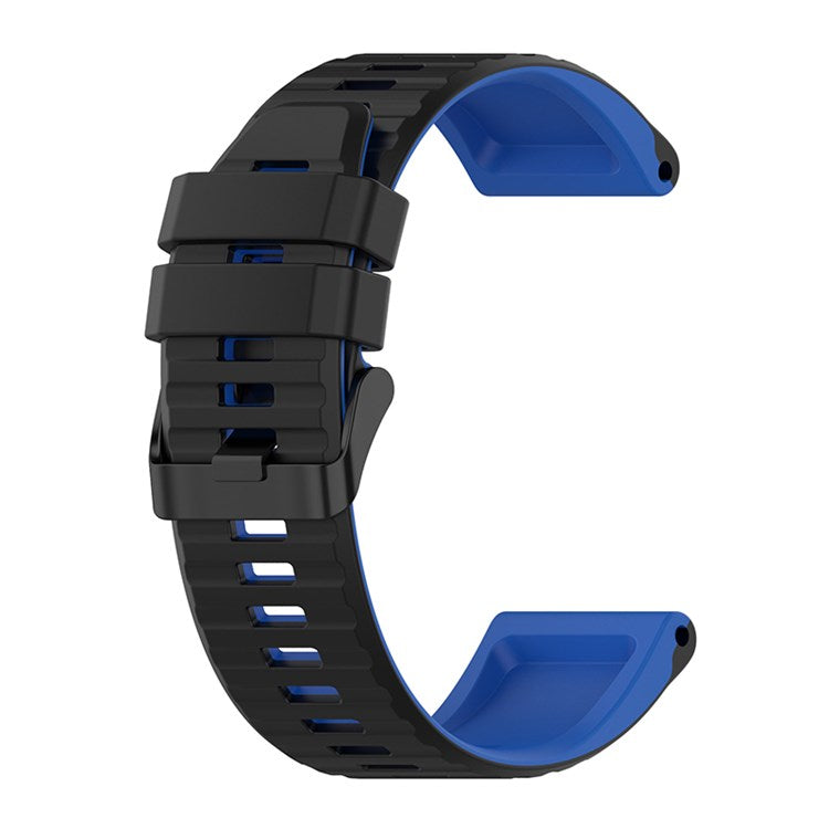 For Garmin Fenix 7X/6X/5X 26mm Replacement Smart Watch Strap Dual Color Silicone Watchband - Black/Blue
