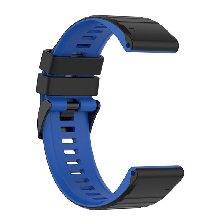 For Garmin Fenix 7X/6X/5X 26mm Replacement Smart Watch Strap Dual Color Silicone Watchband - Black/Blue