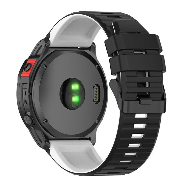 For Garmin Fenix 7 / 6 / 5 / Amazfit Falcon Silicone Watch Band 22mm Dual Color Adjustable Smart Watch Strap Replacement - Black / White