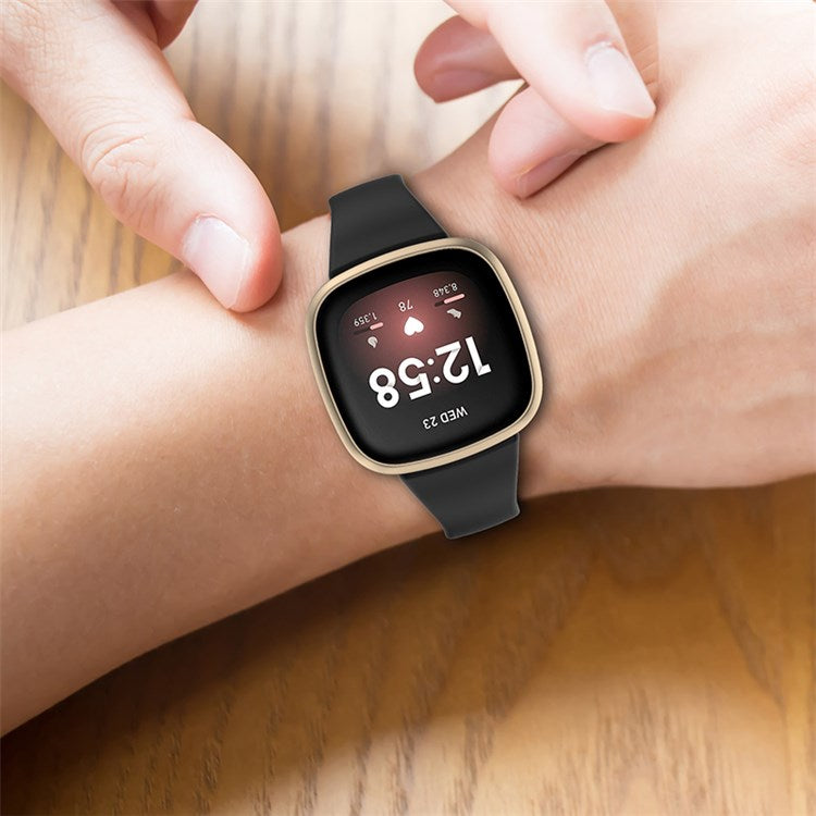 For Fitbit Versa 3 / Fitbit Sense Soft TPU Watch Strap Wristband Replacement Adjustable Watch Band, Size S - Wine Red