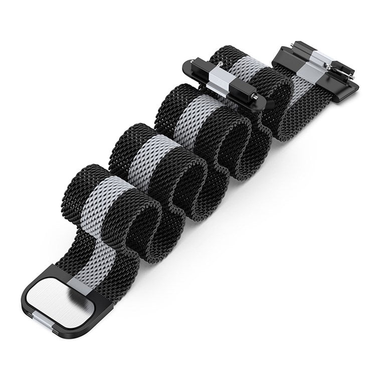 For Huawei Band 7 Magnetic Metal Smart Watch Band Replacement Adjustable Wrist Strap - Black / Grey