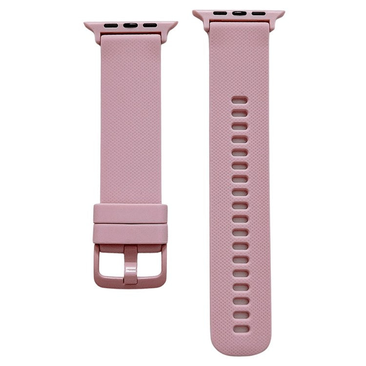 For Apple Watch Series 10 42mm / 9 8 7 41mm / 6 5 4 SE SE (2022) SE (2023) 40mm / 3 2 1 38mm Textured Silicone Smart Watch Band Wrist Strap Replacement - Pink