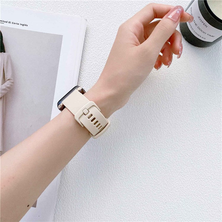 For Apple Watch Series 10 42mm / 9 8 7 41mm / 6 5 4 SE SE (2022) SE (2023) 40mm / 3 2 1 38mm Textured Silicone Smart Watch Band Wrist Strap Replacement - Pink