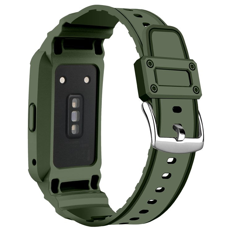 For Honor Band 6/Huawei Band 6/7 Replacement TPU Watch Band Adjustable Wrist Strap + Watch Case - Army Green
