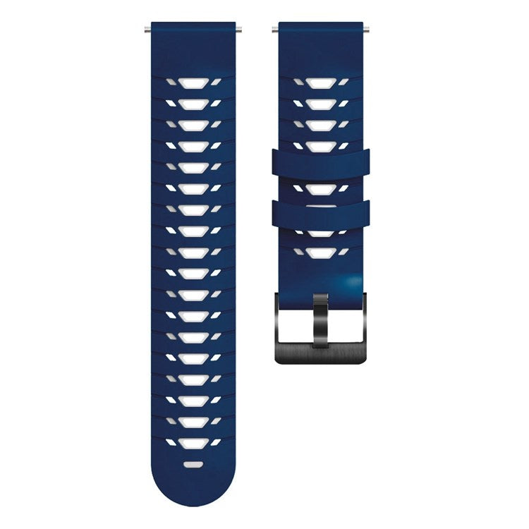 For Samsung Galaxy Watch4 40mm/44mm/Garmin Venu 2 Plus 20mm Silicone Watch Strap Dual Color Wrist Band with Trapezoid Three Row Holes - Midnight Blue/White