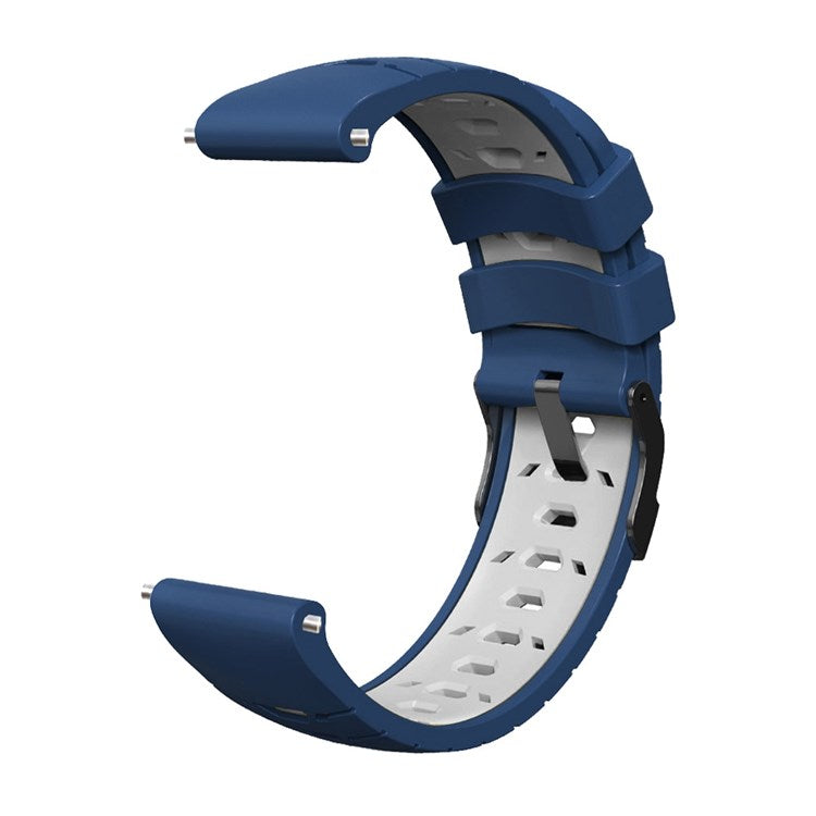 For Samsung Galaxy Watch4 40mm/44mm/Garmin Venu 2 Plus 20mm Silicone Watch Strap Dual Color Wrist Band with Trapezoid Three Row Holes - Midnight Blue/White