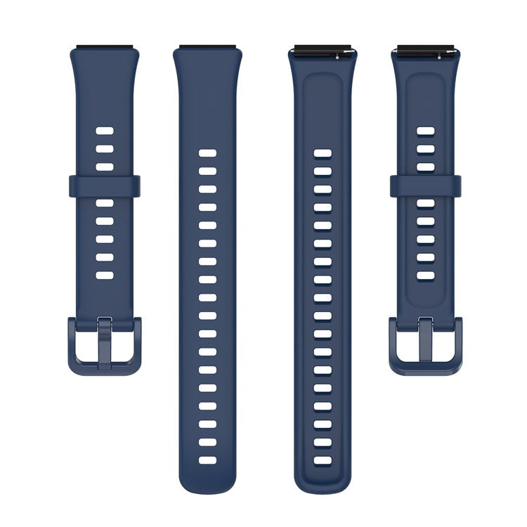 Silicone Smart Watch Band for Huawei Band 7, Solid Color Adjustable Wrist Strap Replacement - Midnight Blue