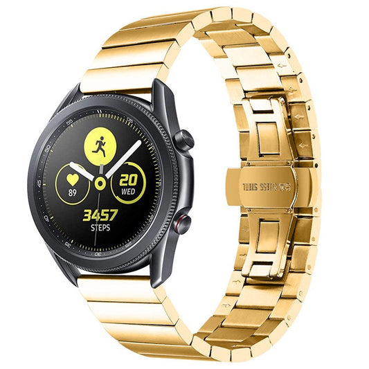 For Samsung Gear S3 Classic/Galaxy Watch 46mm/Watch4 Classic 46mm, Watch Band Buckle Design Stainless Steel Strap - Gold