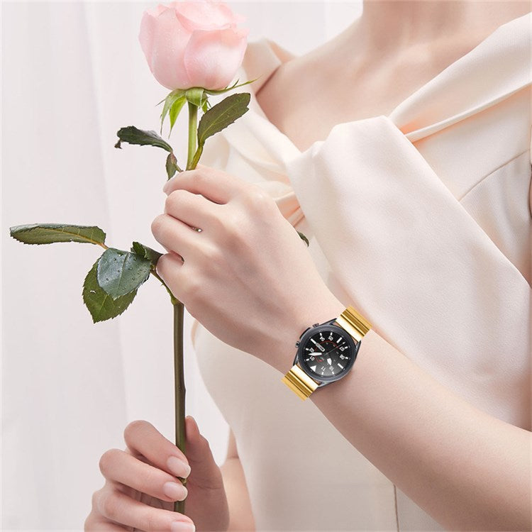 For Samsung Gear S3 Classic/Galaxy Watch 46mm/Watch4 Classic 46mm, Watch Band Buckle Design Stainless Steel Strap - Gold