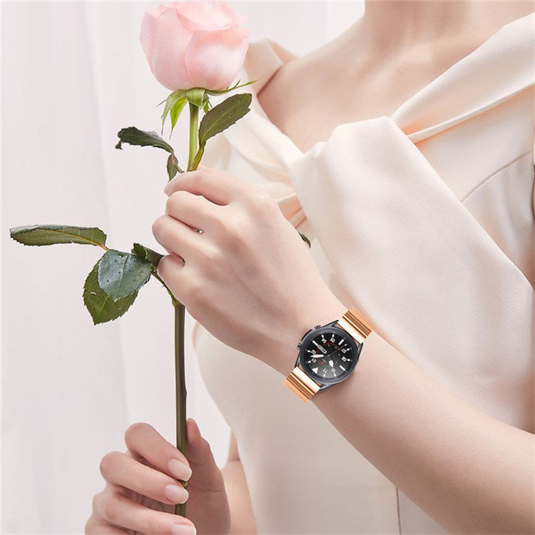 For Samsung Gear S3 Classic/Galaxy Watch 46mm/Watch4 Classic 46mm, Watch Band Buckle Design Stainless Steel Strap - Rose Gold