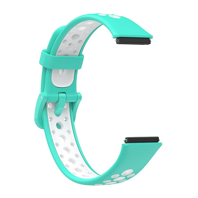 Dual Color Watch Band for Huawei Band 7, Pin Buckle Soft TPU Wrist Strap Replacement - Cyan/White