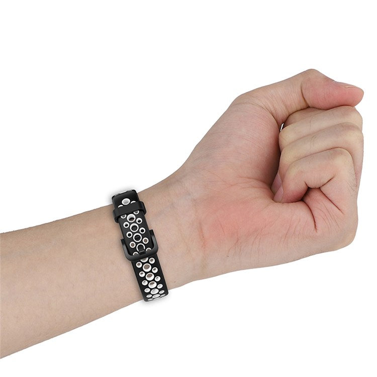 Dual Color Watch Band for Huawei Band 7, Pin Buckle Soft TPU Wrist Strap Replacement - Cyan/White