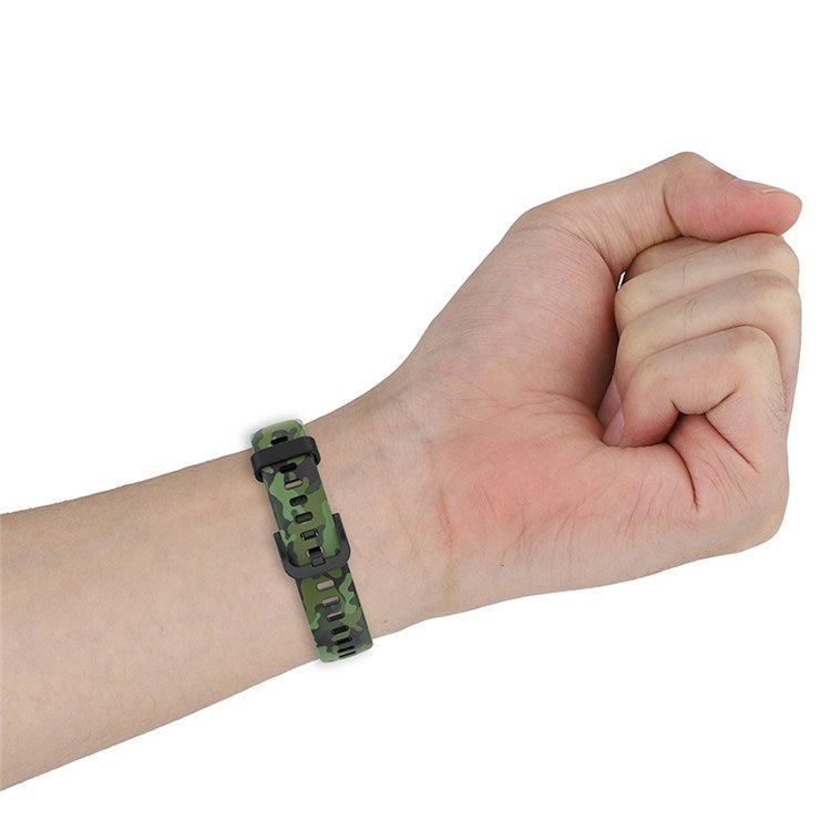 Pattern Printing Watch Strap for Huawei Band 7, Adjustable TPU Wrist Band Replacement Bracelet - Lion Dance