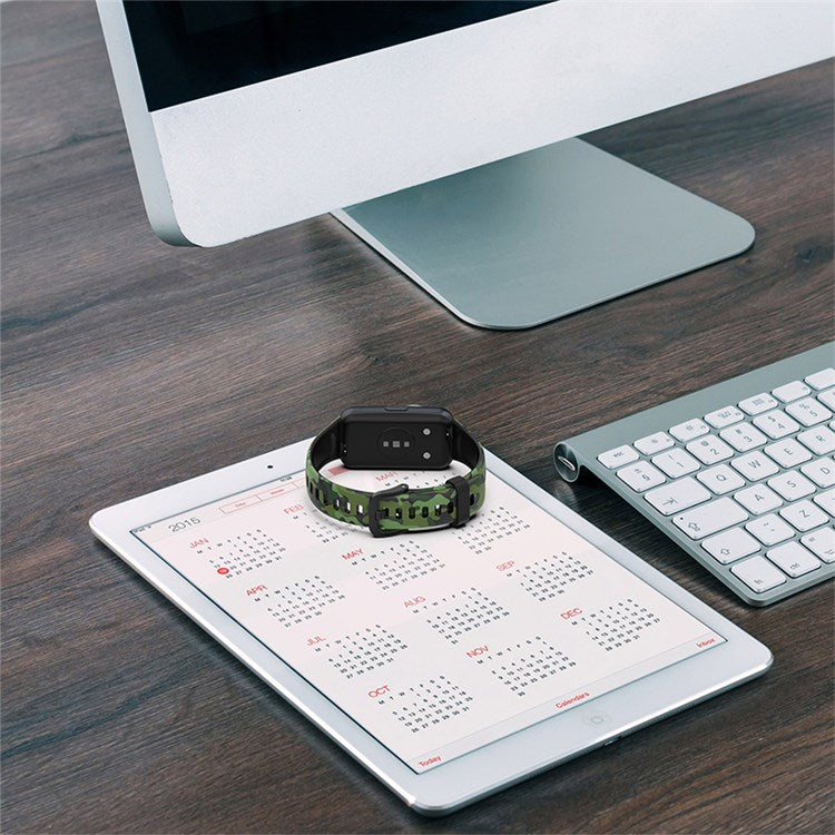 Pattern Printing Watch Strap for Huawei Band 7, Adjustable TPU Wrist Band Replacement Bracelet - Lion Dance