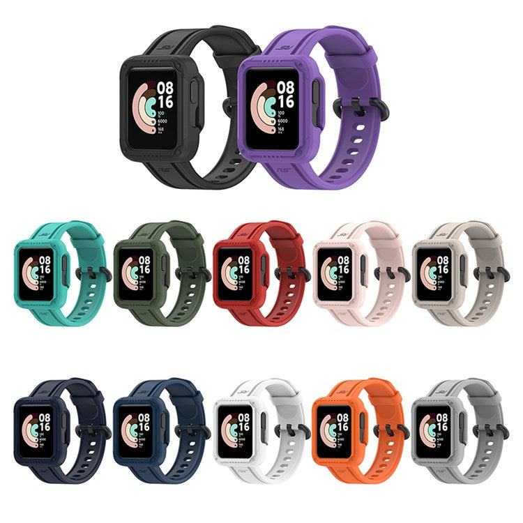 For Xiaomi Redmi Watch/Redmi Watch 2/Mi Watch Lite/Mi Watch Lite 2 Smart Watch Strap Soft Silicone Wrist Band with Watch Case - Pink