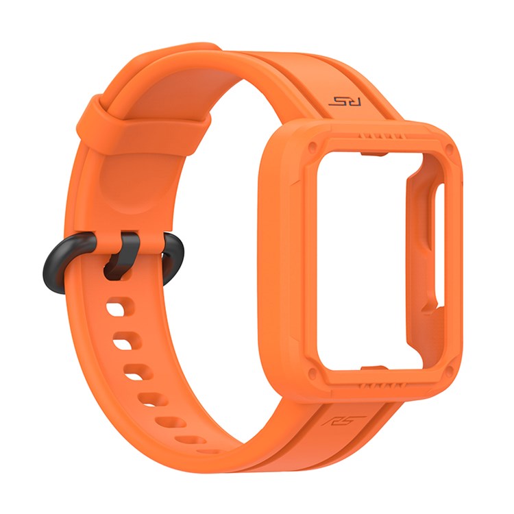 For Xiaomi Redmi Watch/Redmi Watch 2/Mi Watch Lite/Mi Watch Lite 2 Smart Watch Strap Soft Silicone Wrist Band with Watch Case - Orange