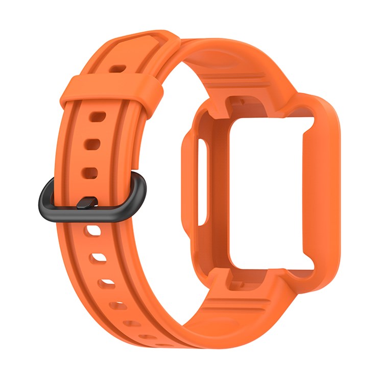 For Xiaomi Redmi Watch/Redmi Watch 2/Mi Watch Lite/Mi Watch Lite 2 Smart Watch Strap Soft Silicone Wrist Band with Watch Case - Orange