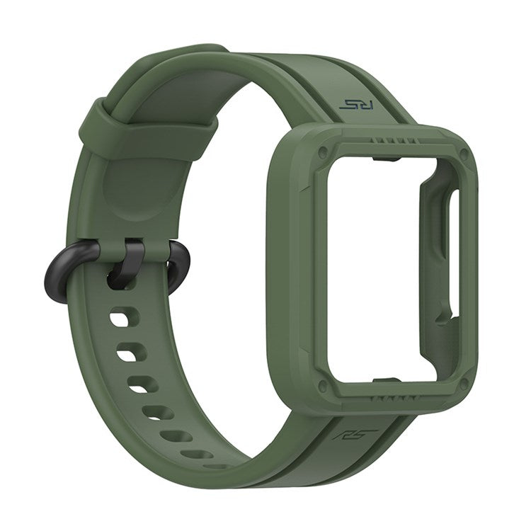 For Xiaomi Redmi Watch/Redmi Watch 2/Mi Watch Lite/Mi Watch Lite 2 Smart Watch Strap Soft Silicone Wrist Band with Watch Case - Blackish Green