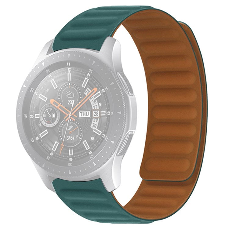 For Samsung Galaxy Watch4 40mm/44mm/Garmin Venu 2 Plus Silicone Watch Band 20mm Magnetic Wrist Strap Replacement - Peacock Green