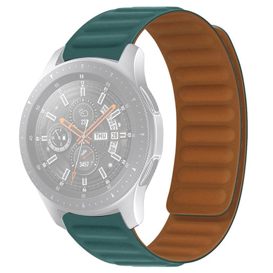 For Samsung Galaxy Watch4 40mm/44mm/Garmin Venu 2 Plus Silicone Watch Band 20mm Magnetic Wrist Strap Replacement - Peacock Green
