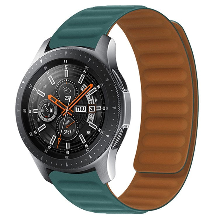 For Samsung Galaxy Watch4 40mm/44mm/Garmin Venu 2 Plus Silicone Watch Band 20mm Magnetic Wrist Strap Replacement - Peacock Green