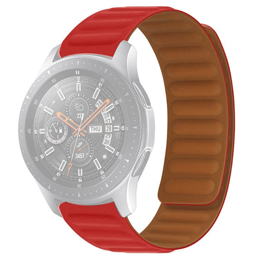 For Samsung Gear S3 Frontier/Classic/Garmin Forerunner 255 22mm Magnetic Watch Strap Silicone Wrist Band Replacement - Red
