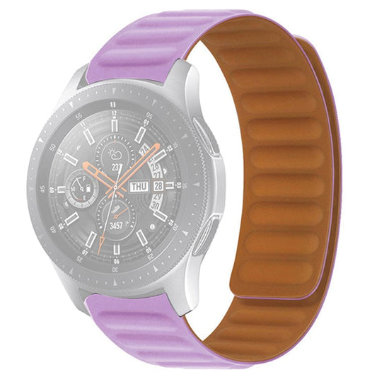 For Samsung Gear S3 Frontier/Classic/Garmin Forerunner 255 22mm Magnetic Watch Strap Silicone Wrist Band Replacement - Light Purple