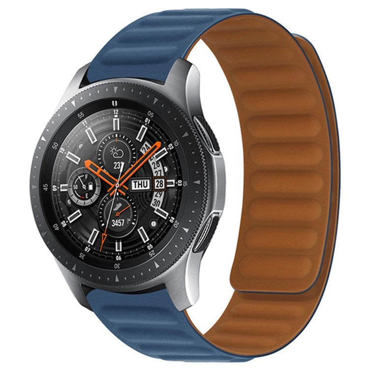For Samsung Gear S3 Frontier/Classic/Garmin Forerunner 255 22mm Magnetic Watch Strap Silicone Wrist Band Replacement - Midnight Blue