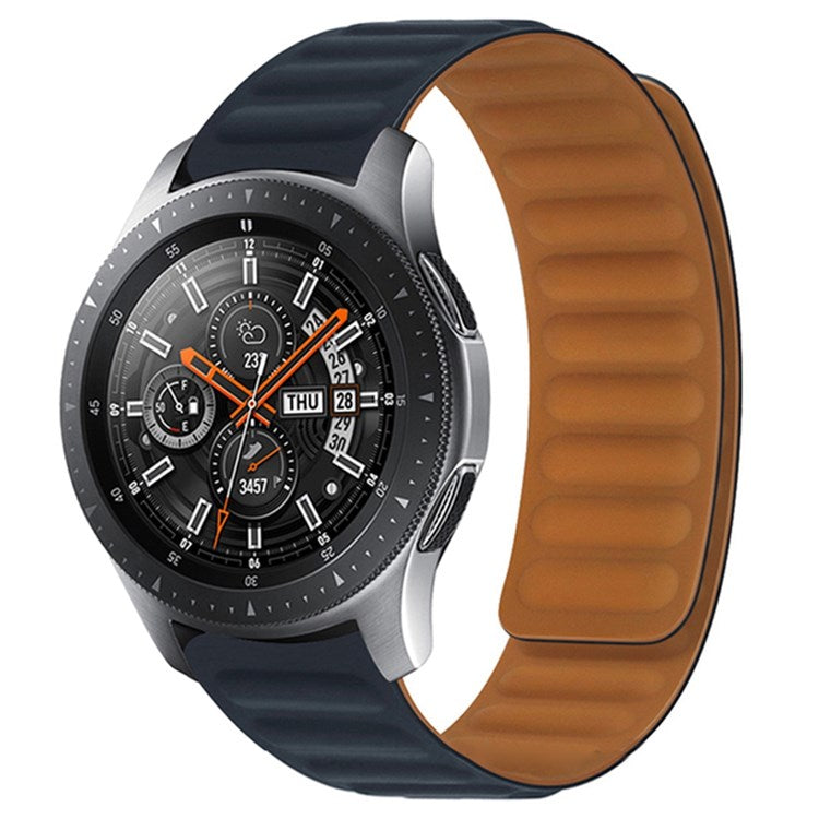 For Samsung Gear S3 Frontier/Classic/Garmin Forerunner 255 22mm Magnetic Watch Strap Silicone Wrist Band Replacement - Midnight Black