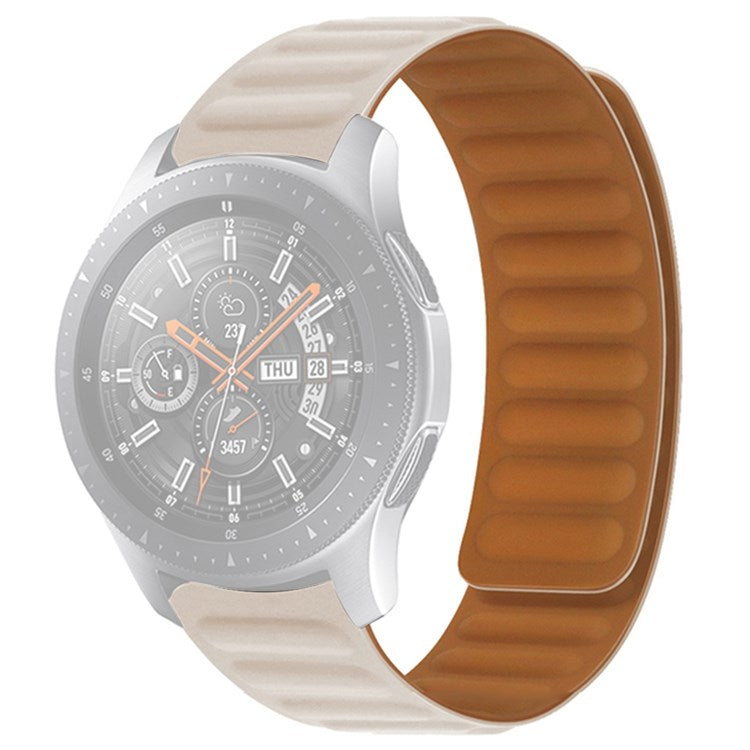 For Samsung Gear S3 Frontier/Classic/Garmin Forerunner 255 22mm Magnetic Watch Strap Silicone Wrist Band Replacement - Beige