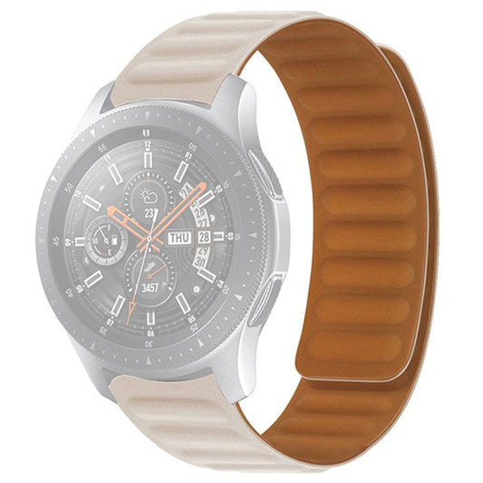 For Samsung Gear S3 Frontier/Classic/Garmin Forerunner 255 22mm Magnetic Watch Strap Silicone Wrist Band Replacement - Beige