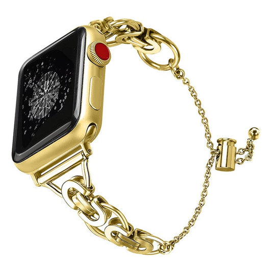 For Apple Watch Series 10 42mm / 9 8 7 41mm / 6 5 4 SE SE (2022) SE (2023) 40mm / 3 2 1 38mm Stainless Steel Stylish Hollow Out Smart Watch Band Bracelet - Gold