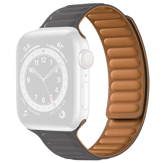 For Apple Watch Series 10 42mm / 9 8 7 41mm / 6 5 4 SE SE (2022) SE (2023) 40mm / 3 2 1 38mm Dual Color Silicone Watch Strap Magnetic Adjustable Wrist Band - Grey