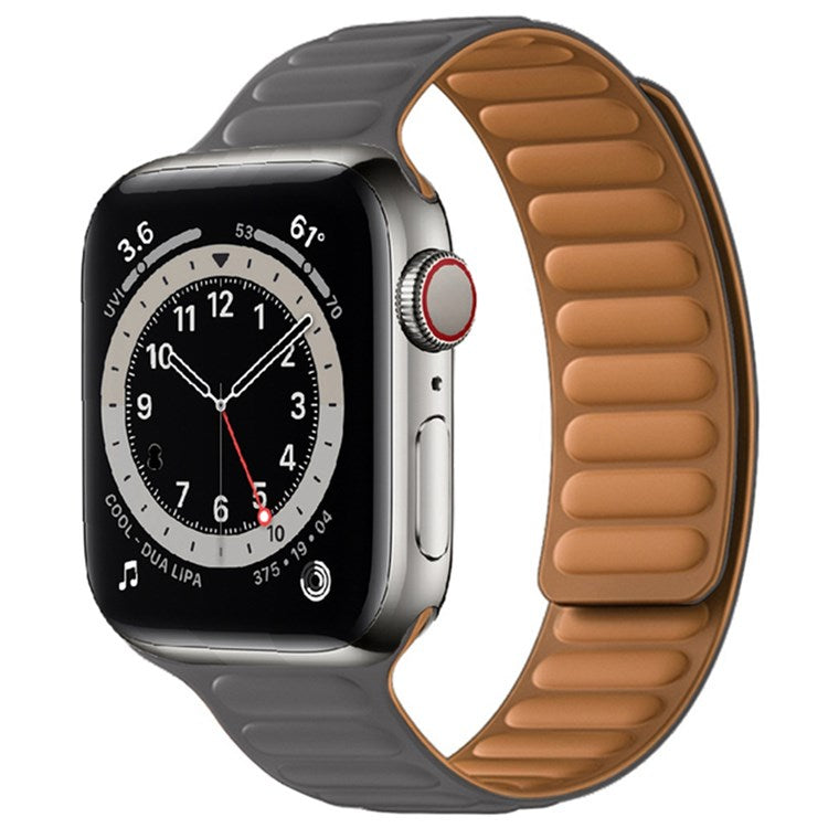 For Apple Watch Series 10 42mm / 9 8 7 41mm / 6 5 4 SE SE (2022) SE (2023) 40mm / 3 2 1 38mm Dual Color Silicone Watch Strap Magnetic Adjustable Wrist Band - Grey