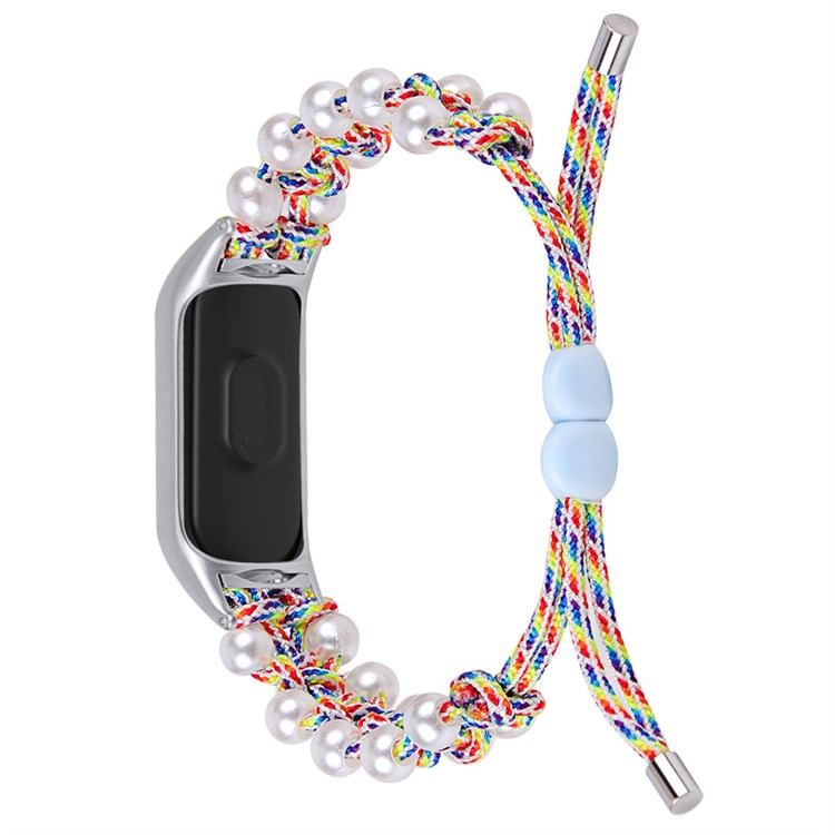 For Xiaomi Mi Band 7 Pearl Woven Watch Band Adjustable Nylon Stylish Wrist Strap Replacement - Colorful