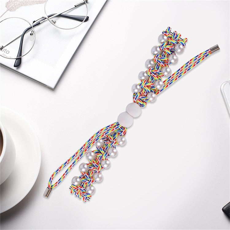 For Xiaomi Mi Band 7 Pearl Woven Watch Band Adjustable Nylon Stylish Wrist Strap Replacement - Colorful