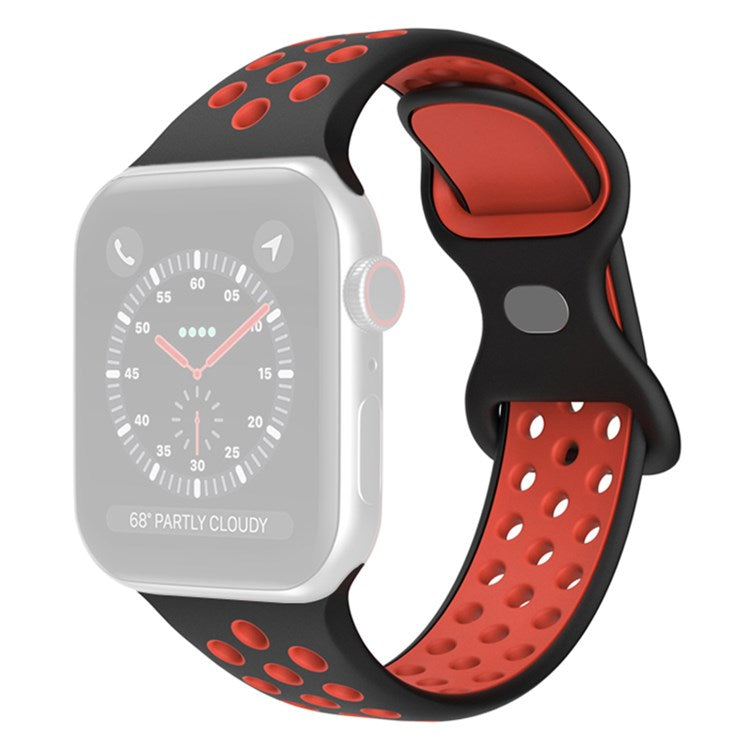 For Apple Watch Series 10 46mm / Ultra 2 Ultra 49mm / 9 8 7 45mm / SE (2023) SE (2022) SE 6 5 4 44mm / 3 2 1 42mm Watch Band, Size: S / M - Black / Red