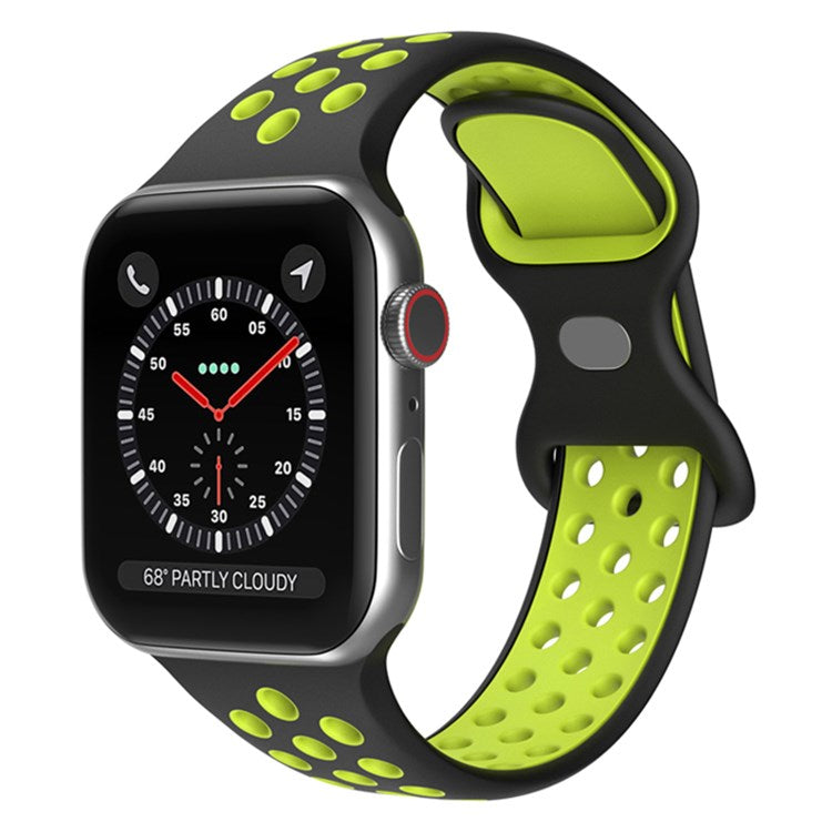 For Apple Watch Series 10 46mm / Ultra 2 Ultra 49mm / 9 8 7 45mm / SE (2023) SE (2022) SE 6 5 4 44mm / 3 2 1 42mm Watch Band, Size: S / M - Black / Yellow