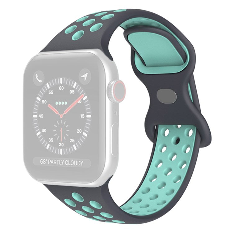 For Apple Watch Series 10 46mm / Ultra 2 Ultra 49mm / 9 8 7 45mm / SE (2023) SE (2022) SE 6 5 4 44mm / 3 2 1 42mm Watch Band, Size: S / M - Dark Grey / Teal Green