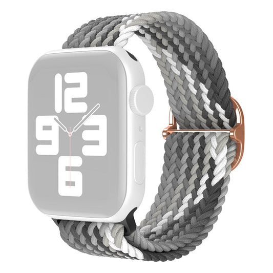For Apple Watch Series 10 42mm / 9 8 7 41mm / 6 5 4 SE SE (2022) SE (2023) 40mm / 3 2 1 38mm Nylon Braided Watch Band Adjustable Wrist Strap Replacement - Gradient Grey