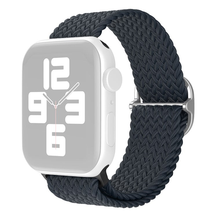 For Apple Watch Series 10 46mm / Ultra 2 Ultra 49mm / 9 8 7 45mm / SE (2023) SE (2022) SE 6 5 4 44mm / 3 2 1 42mm Nylon Braided Smart Watch Strap Replacement Wrist Band - Black Grey