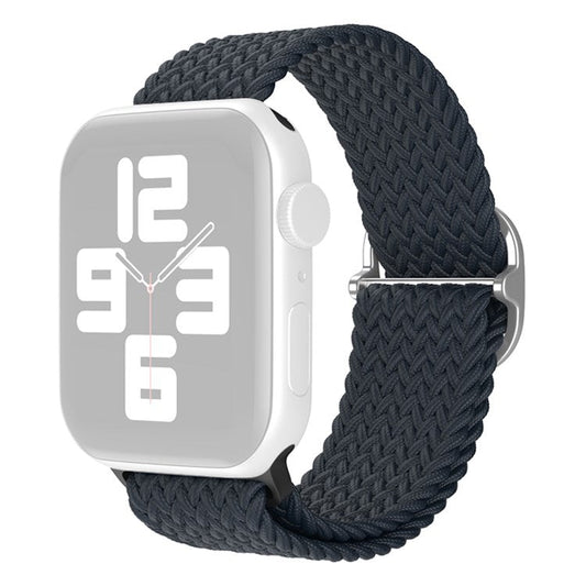 For Apple Watch Series 10 46mm / Ultra 2 Ultra 49mm / 9 8 7 45mm / SE (2023) SE (2022) SE 6 5 4 44mm / 3 2 1 42mm Nylon Braided Smart Watch Strap Replacement Wrist Band - Black Grey